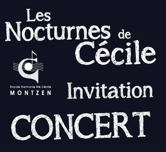 "Les nocturnes de Cécile. Invitation au concert." Le logo est affiché à gauche.